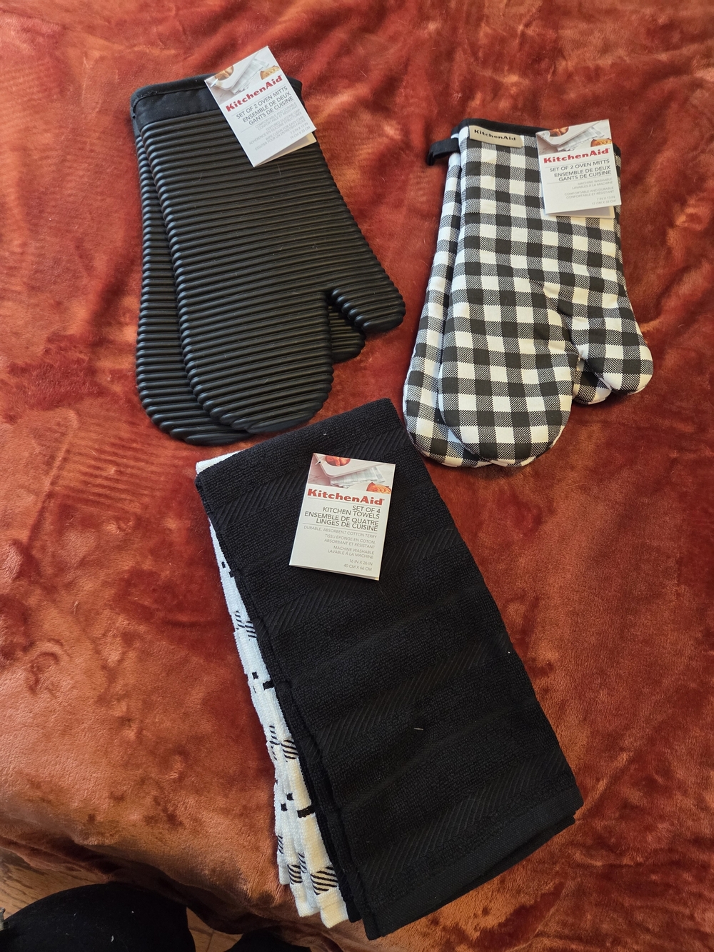 TWO KitchenAid Oven Mitts Sets & A Towel Set
